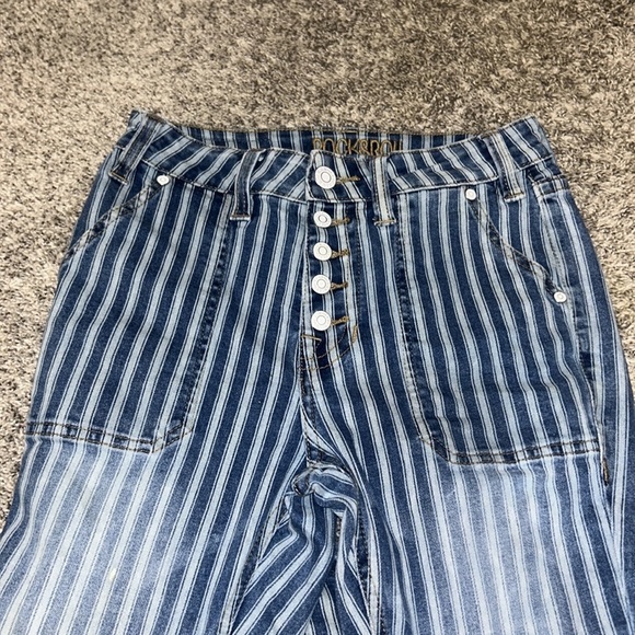 Rock & Roll Denim Y2K High Rise Flare Striped Jeans Size 25 - Picture 6 of 6